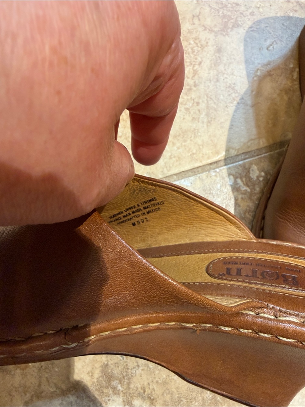 Born Brown Leather Wedge Mule Clogs - Picture 7 of 8